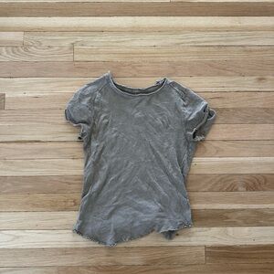 Free People Gray Short Sleeve Tee Casual Top